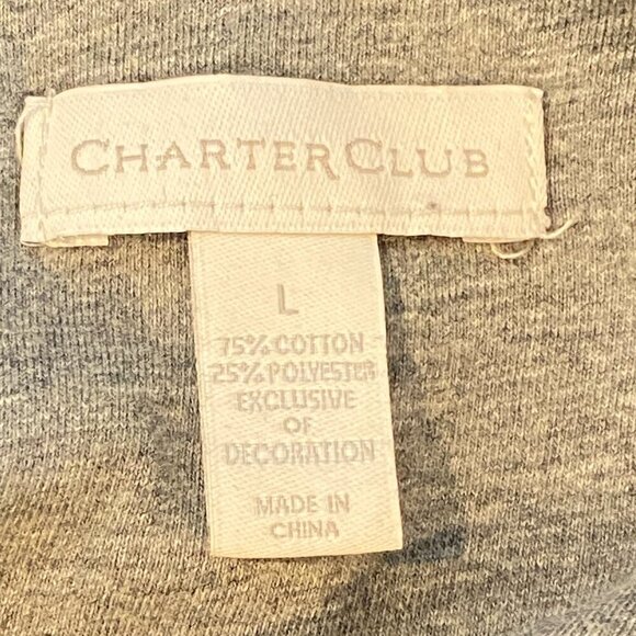 Charter Club Luxe Velour Track Jacket Gathered Waist Sz L Gray #343G - Picture 7 of 8